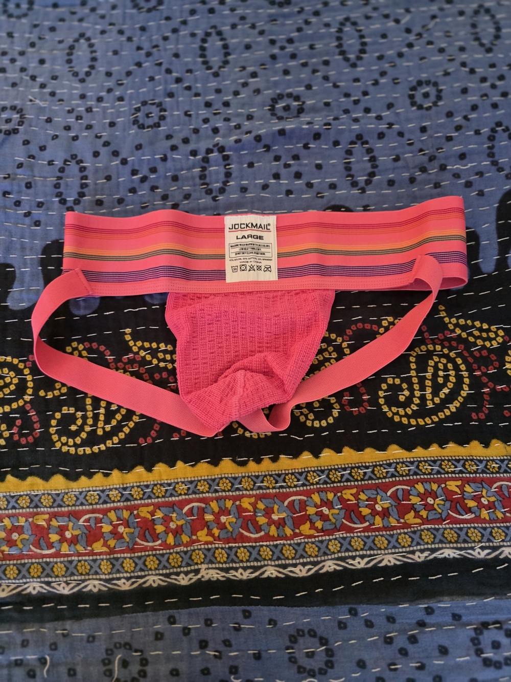 Jockmail Mens Bright Pink Striped Waistband Athletic JOCK